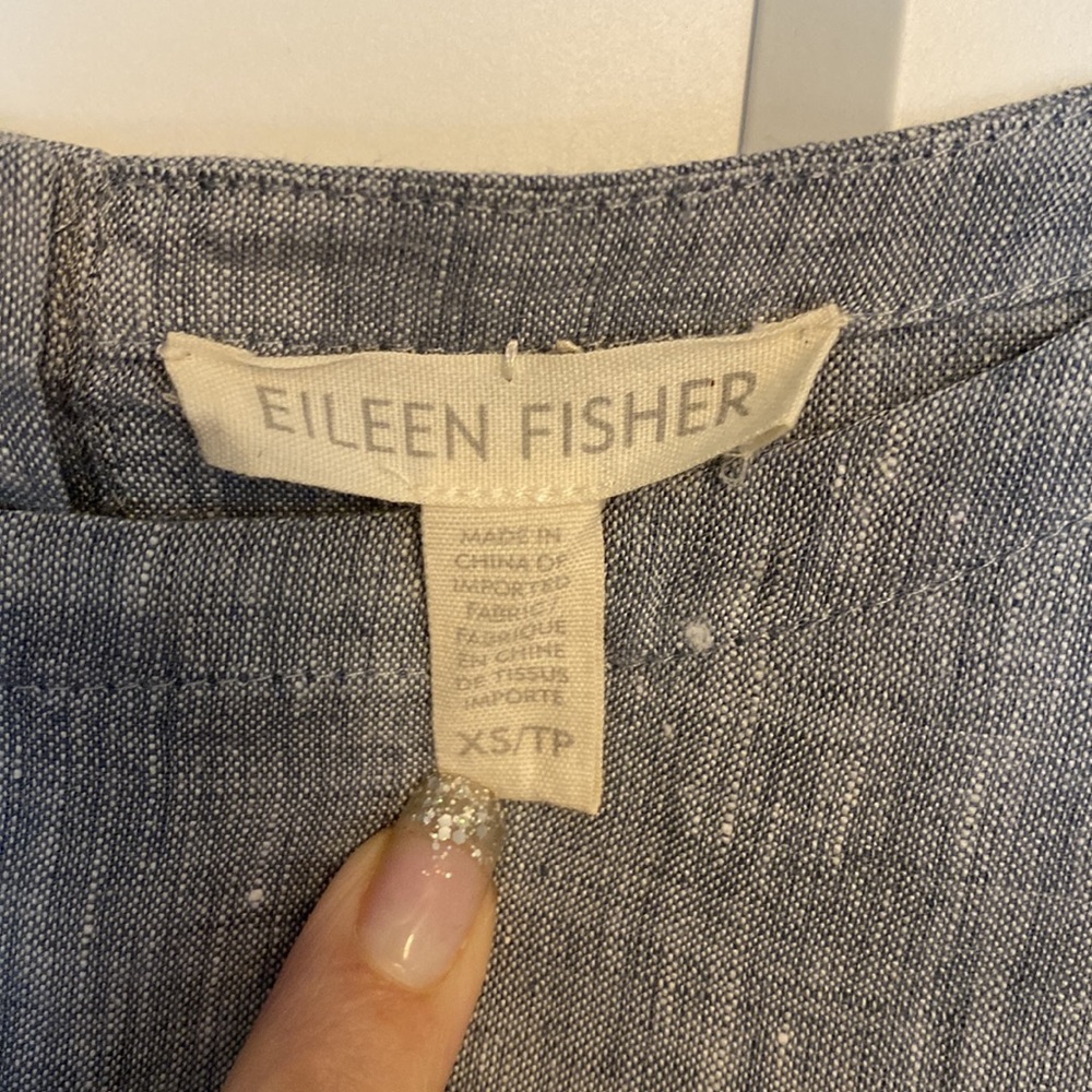 Eileen Fisher linen patch pocket organic linen boxy top XS like new - Picture 7 of 11